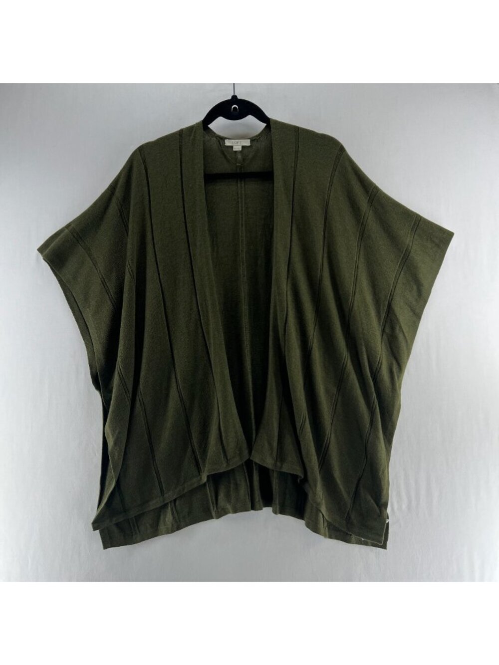 LOFT Open Front Poncho Cardigan Sweater Womens XS/S Kimono Relaxed Olive Green